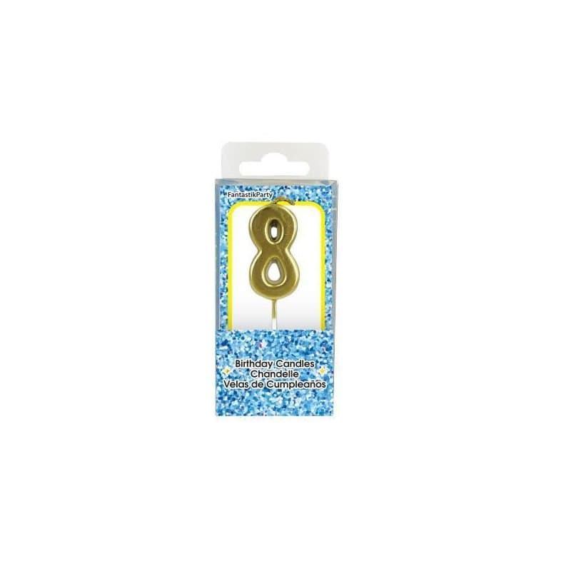#8 - Gold Silhouette Number Candle