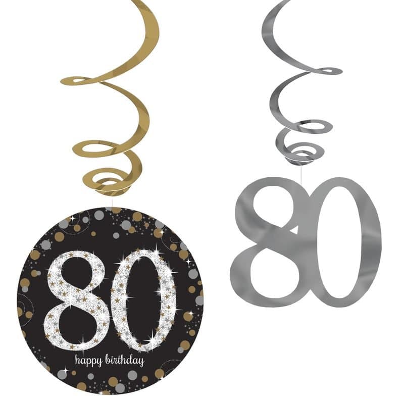 80th Birthday Swirl Decoration /12 Pcs