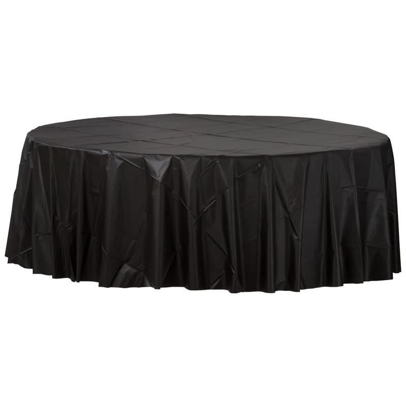 84 in Round Plastic Table Cover- Midnight Black