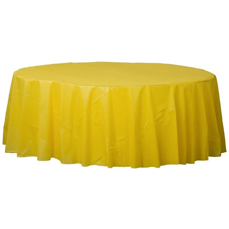 84" Round Plastic Table Cover - Neon Yellow