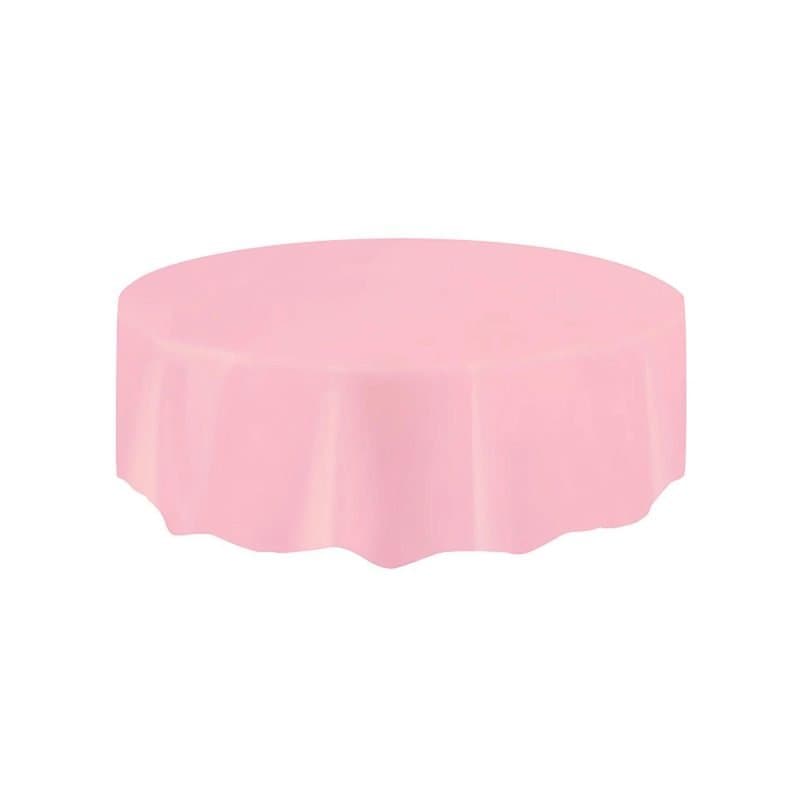 84" Round Plastic Table Cover - Pastel Pink