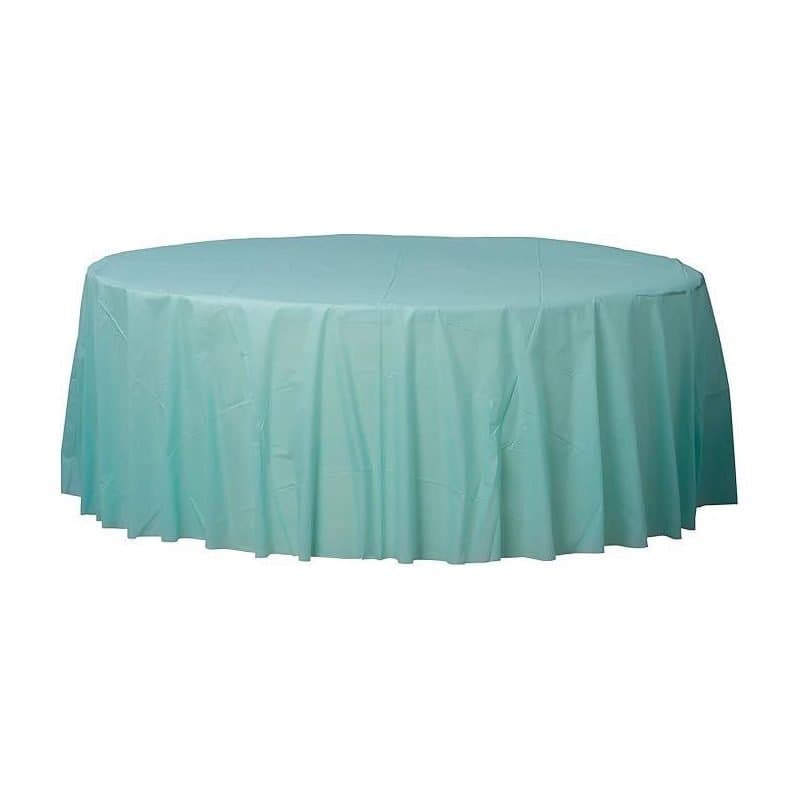 84" Round Plastic Table Cover - Baby Blue