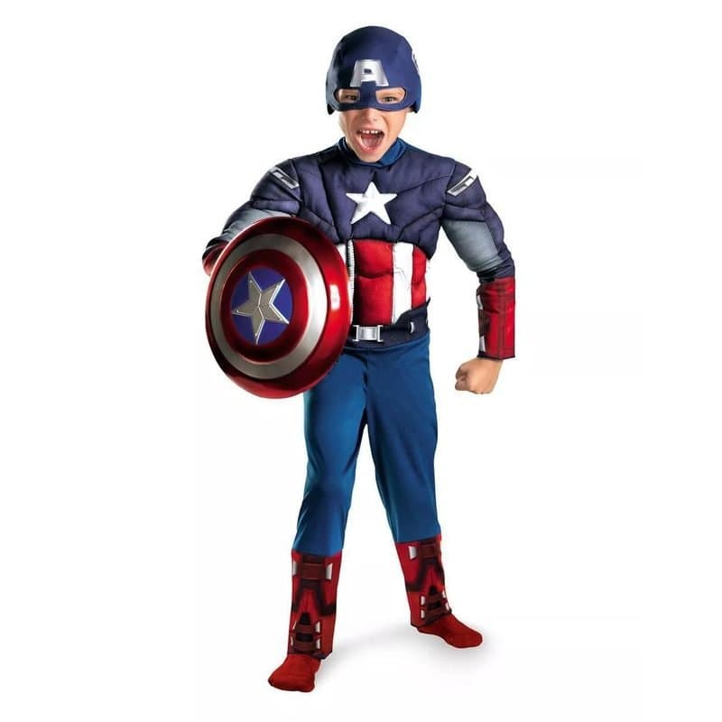 87 / Captain America Muscle - Kids Costume (Small, 4-6 Years)