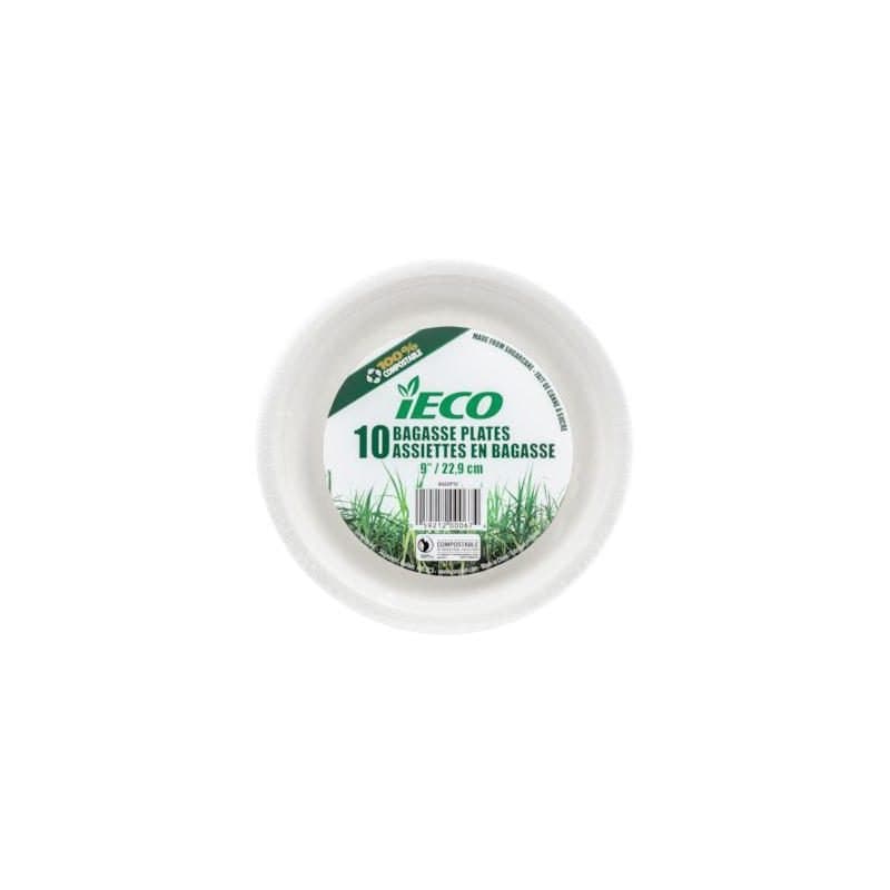 9" 100% Compostable Plates - White 10ct