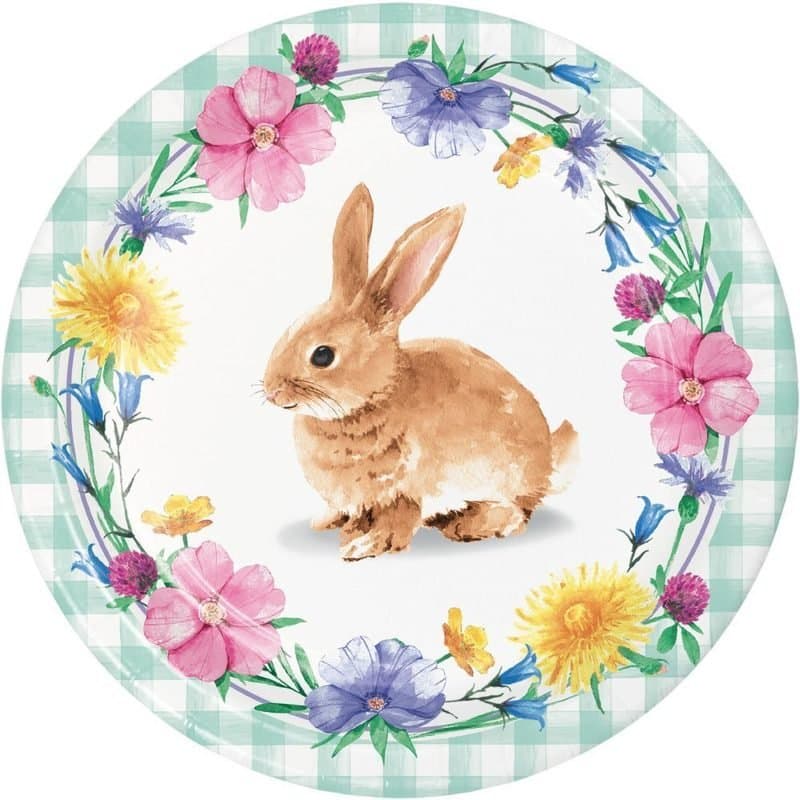 9.25" Bunny And Bloms Paper Plate 8 Ct