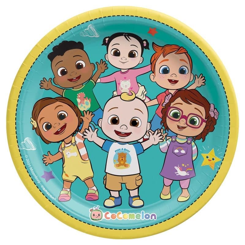 9" Cocomelon Paper Plates 8 Ct
