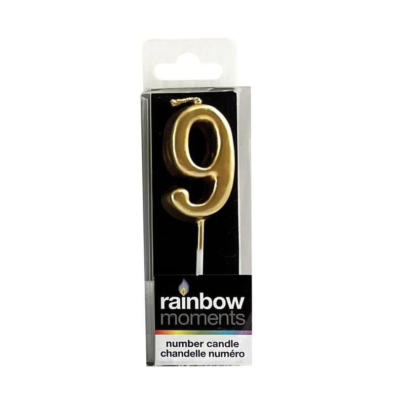 #9 - Gold Silhouette Number Candle