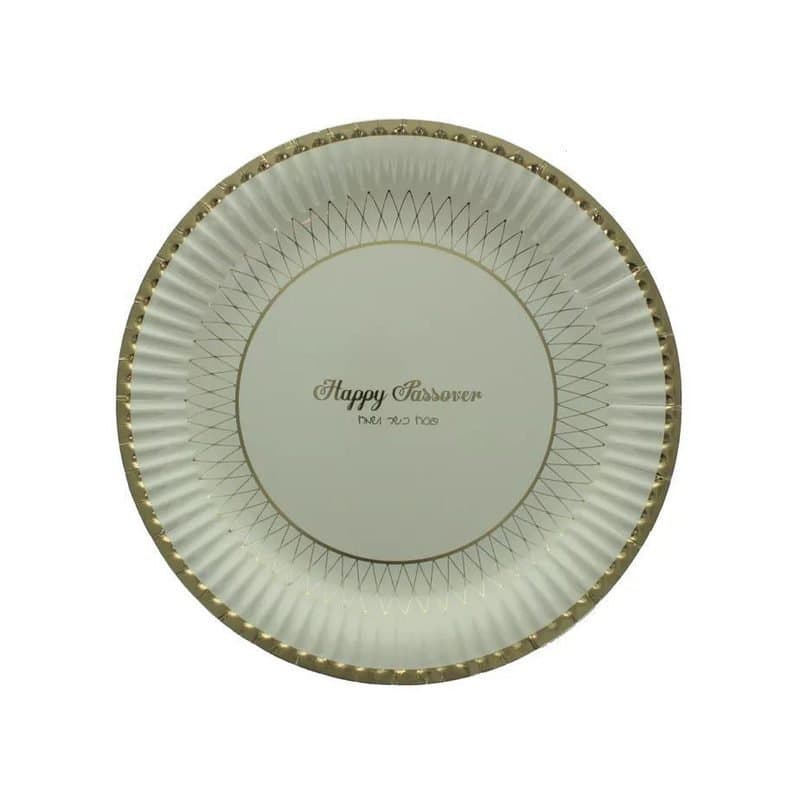 9" Happy Passover Paper Plates - Gold 12ct