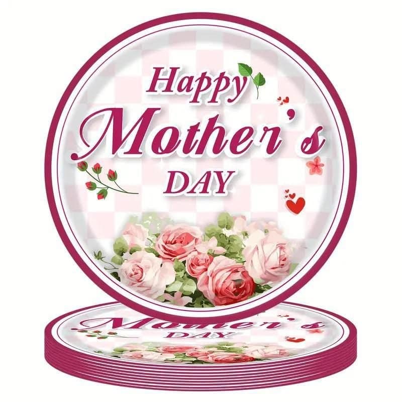 9" Mothers Day Roses Paper Plates 8ct