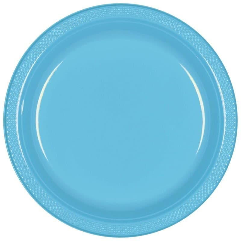 9" Plastic Plates Caribbean Blue 20ct
