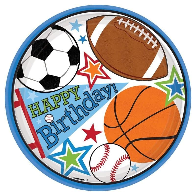 9" Sports Party Paper Plates 8ct