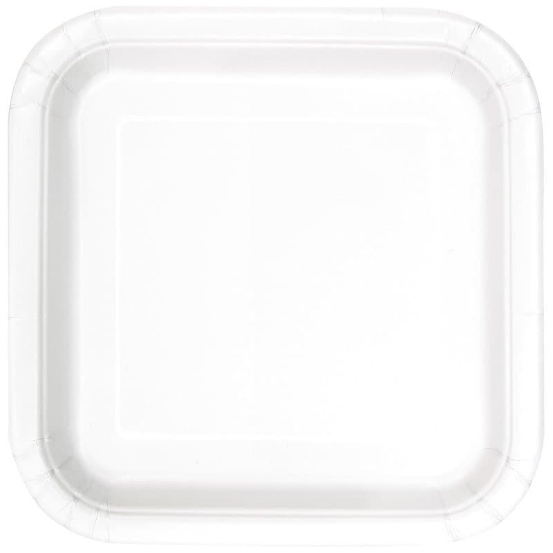 9" Square Paper Plates Bright White 14ct