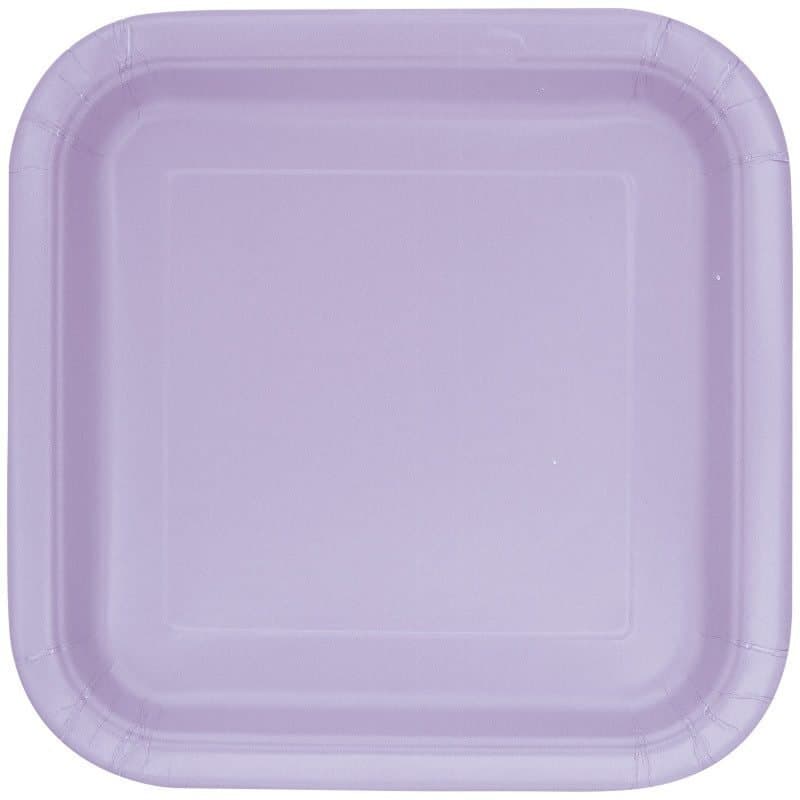 9" Square Paper Plates Lavender 14ct