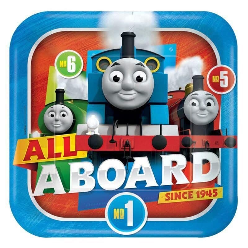 9" THOMAS ALL ABOARD Square Paper Plate 8ct