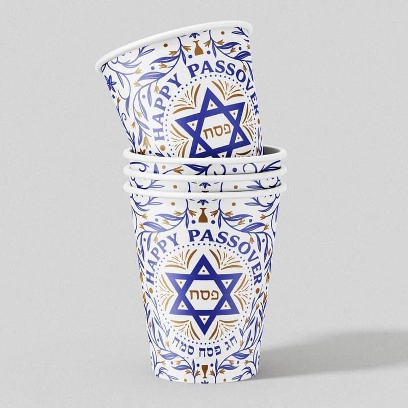 9oz Passover White/Blue/Gold Cups 12ct