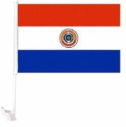 12"x18" Car Window Flag, Heavy Duty Mount - Paraguay