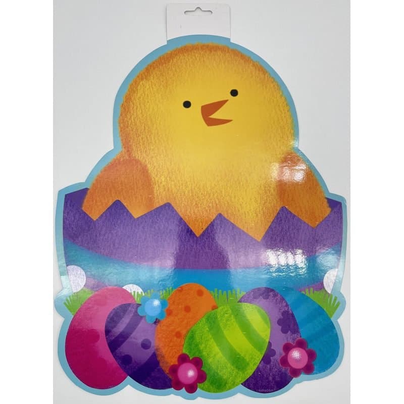 Banner - Easter Chick and Eggs Cutout Banner, 1pc, 15"x12"