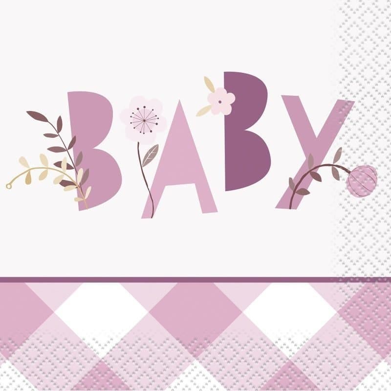 Beverage Napkins Baby Pink Floral 16ct
