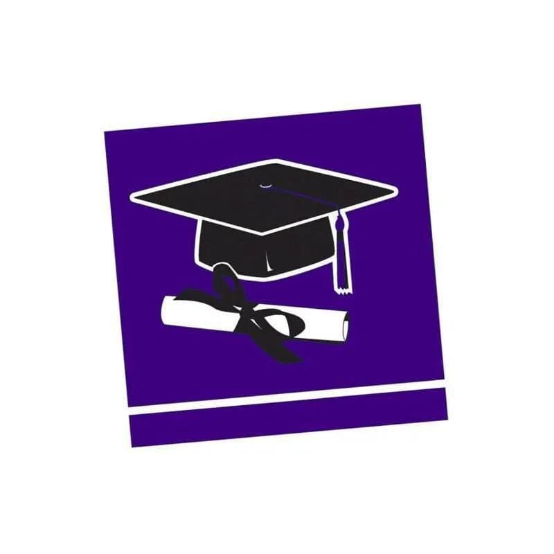 Beverage Napkins Grad Hat Purple 36ct
