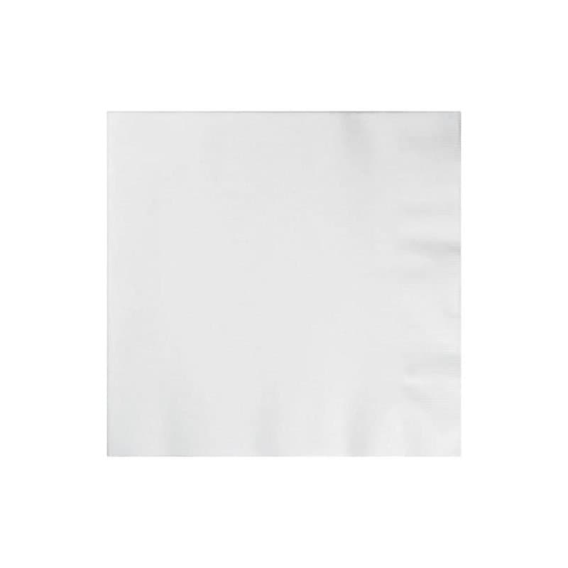 Beverage Napkins Linen Like White 24ct