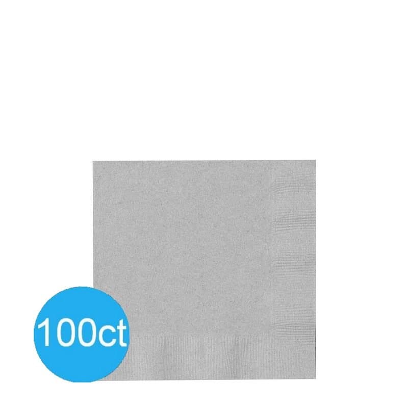 Beverage Napkins - Silver 100ct