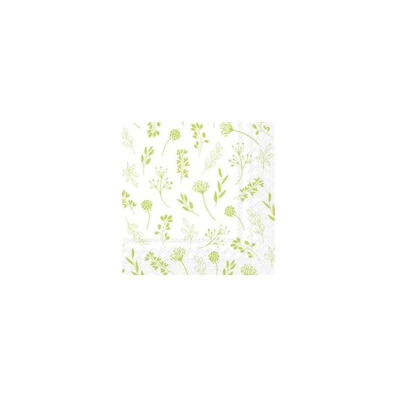 Lime Green Botanical Beverage Napkins, 16 Pack