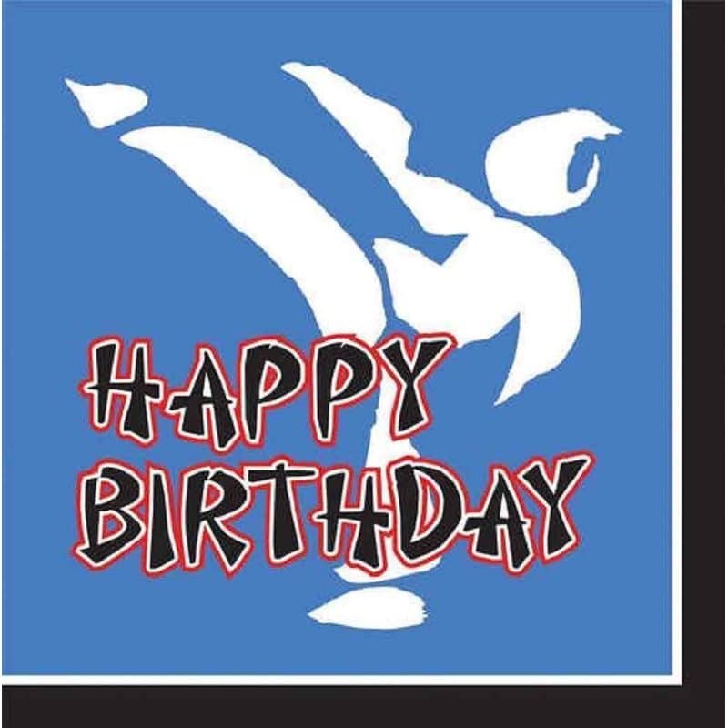 Black Belt Happy Birthday Lunch Napkins 16ct