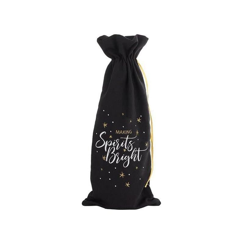Bottle Bag - "Making Spirits Bright", Black