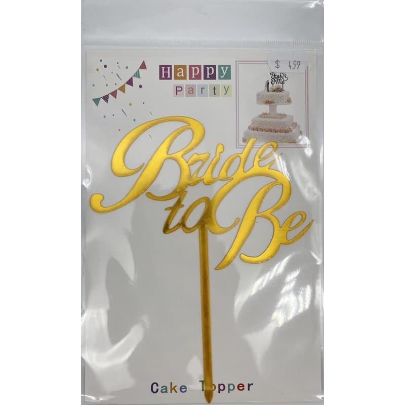 Cake Topper - Bride to Be Gold