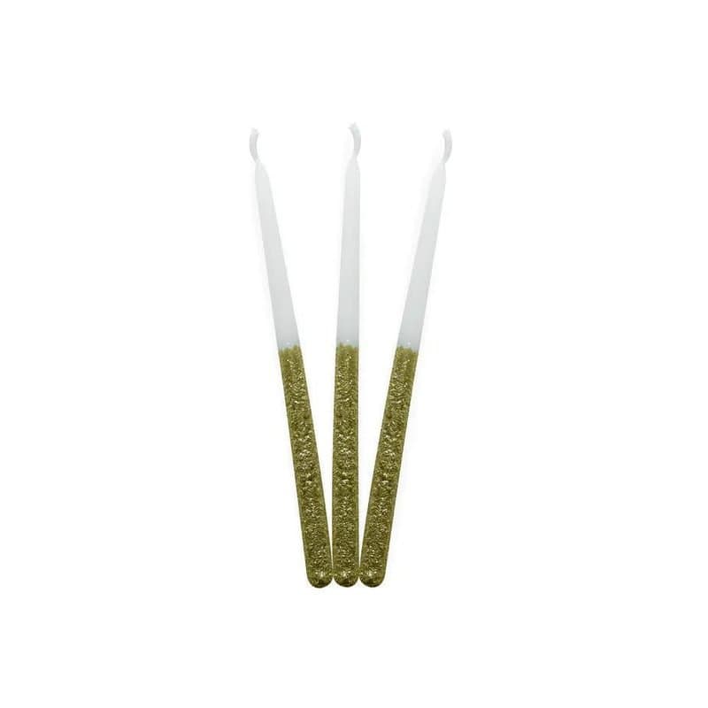 Candle - Chanukah Celebration, Glitter Gold/White, 45ct. , 5.5" x 0.4"