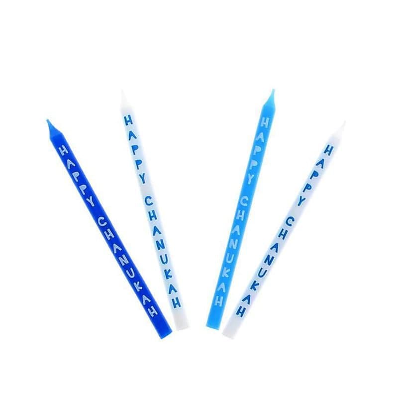 Candle - Chanukah Celebration, Letters/Shades of Blue, 45ct, 5.5" x0.4"