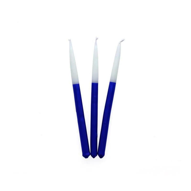 Candle - Chanukah Celebration, Shiny Blue/White, 45ct, 5.5" x 0.4"