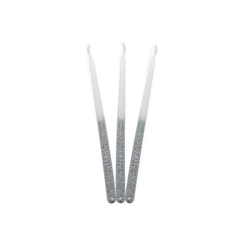 Candle - Chanukah Celebration, White/Silver Glitter, 45ct., 5.5" x 0.4"