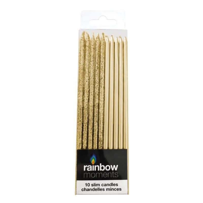Candle - Gold/Glitter Slim Candles (10pk)