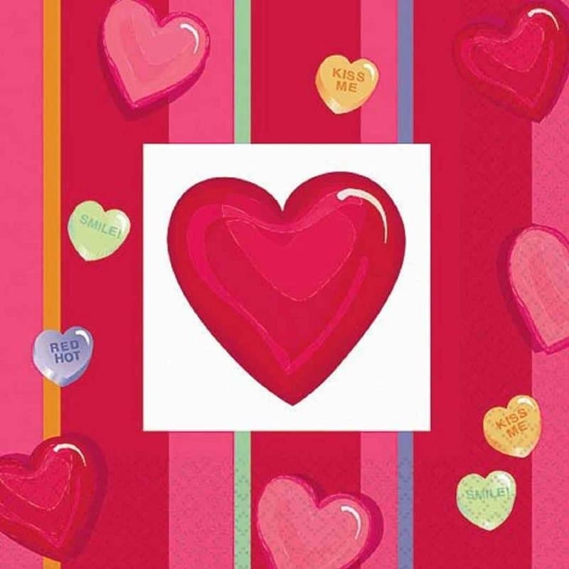 Candy Hearts Lunch Napkin 20 Ct
