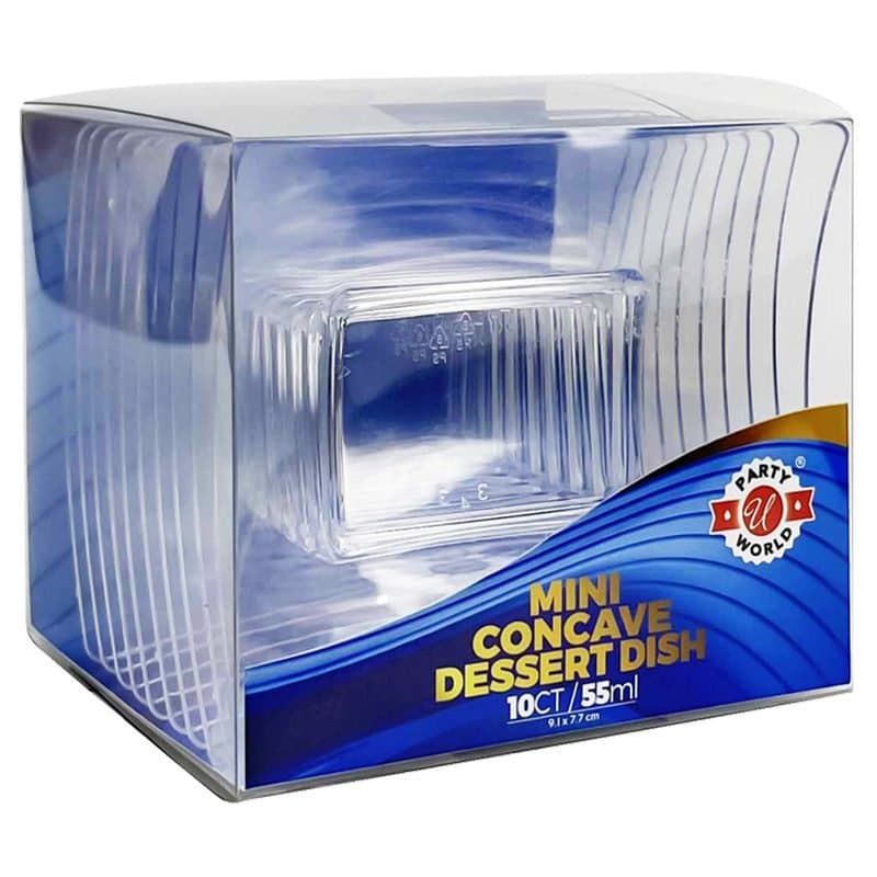 Clear Mini Concave Dessert Dish 55 ML 10 Pk