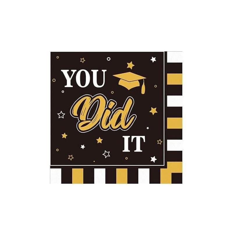 Congrat Grad Black/Gold Lunch Napkins 10 ct