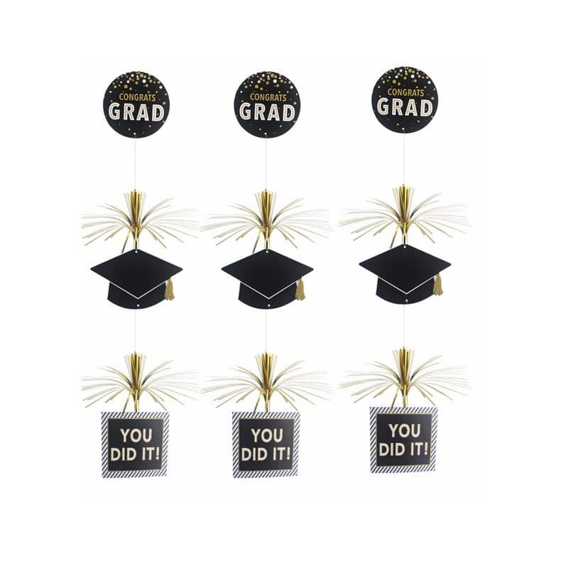 Congrats Grad You Did It Hanging Decorations Gold 3ct