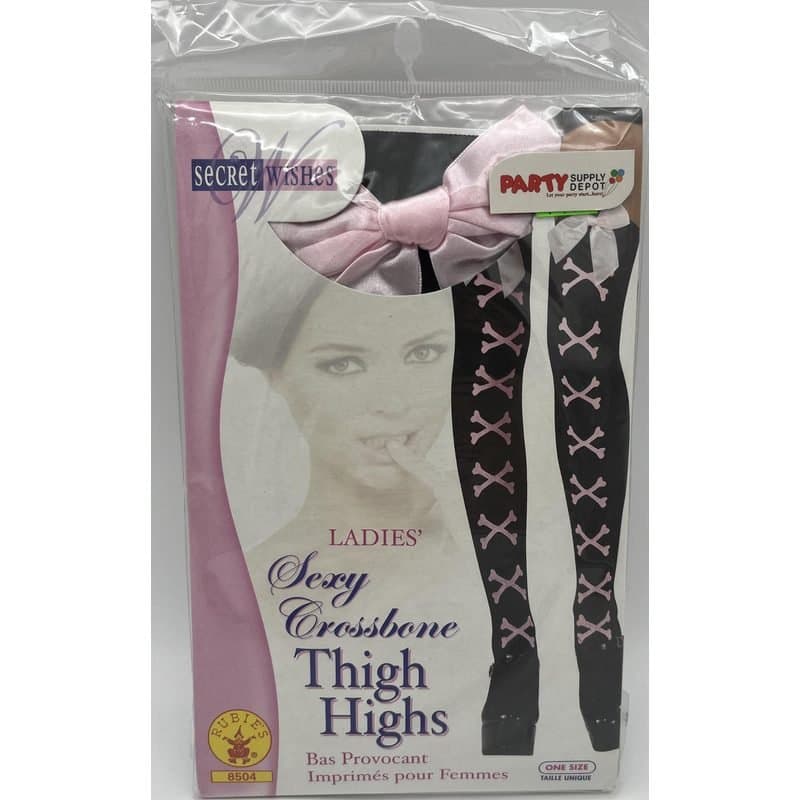 Crossbone Thigh Highs - Pink
