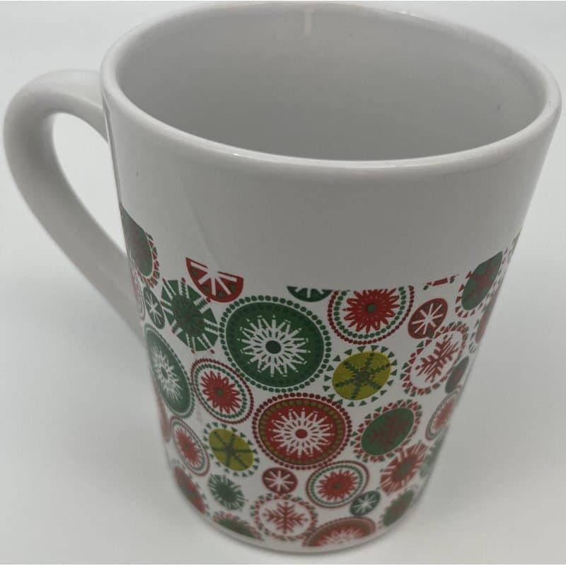 Cups - Christmas, Ceramic - Snow Flakes/White