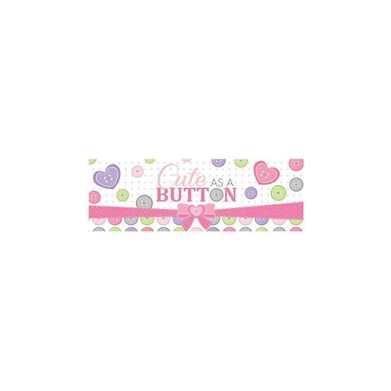 Cute As Button Banner Pink