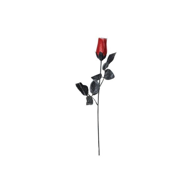 Dark Red Single Rose with Silver Glitter
