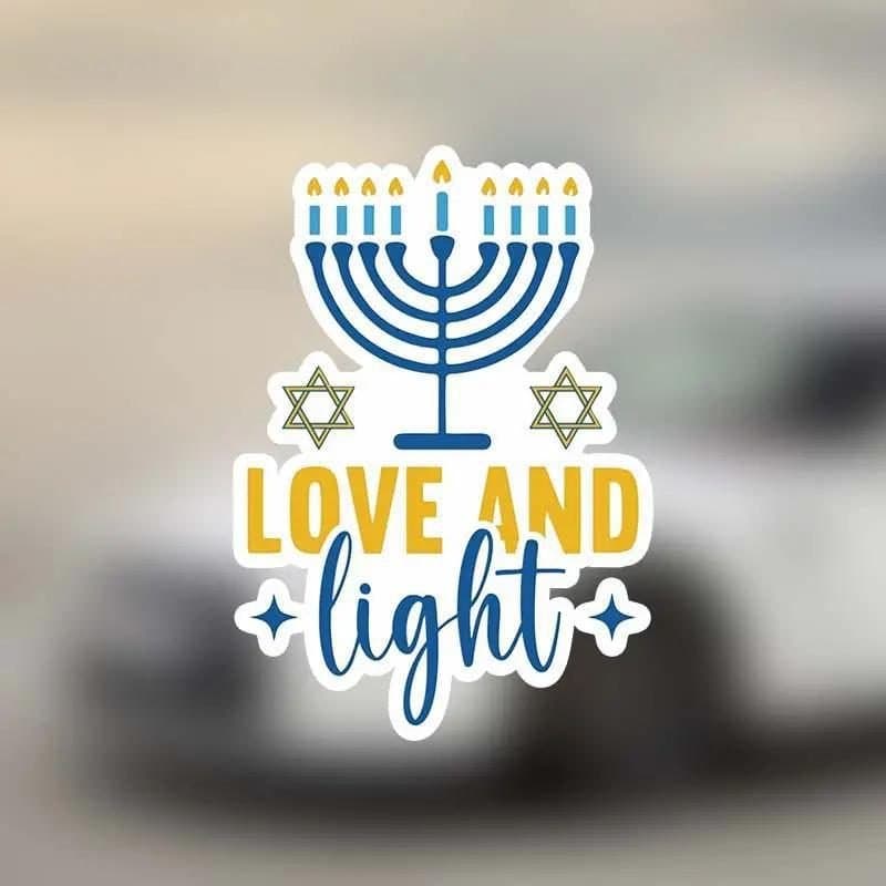Decals - Hanukkah Menorah and Stars "Love and Light" Decals