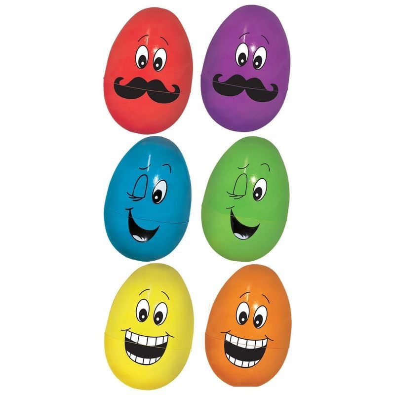 Easter Egg - Fillable Easter Egg, Funny Faces, 6ct, 3" Tall