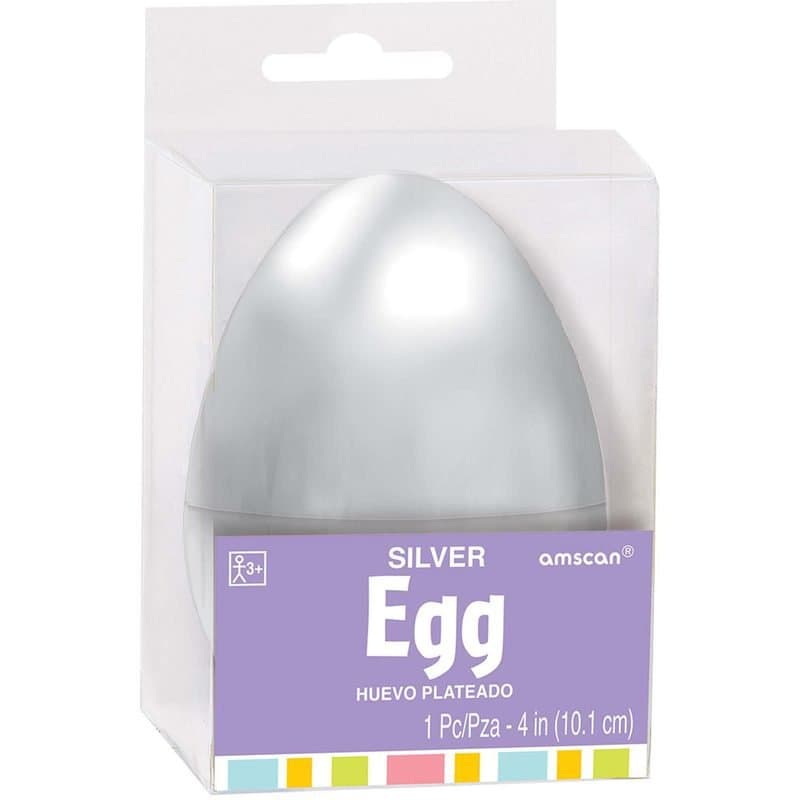 Easter Egg - Fillable Easter Egg, Metallic Silver, 4"