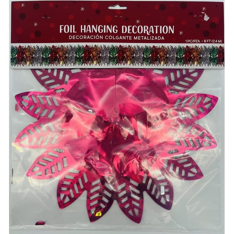 Foil Hanging Decoration - Red/Gold/Silver/Green, 1pc, 8ft