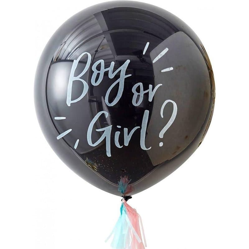 Gender Reveal Balloon - 24" Latex Balloon, "Boy or Girl?", with Confetti - 00