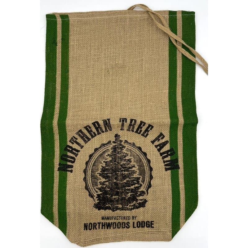 Gift Bag - Christmas Burlap Gift Bag, 4 Different Designs, 21"x8"x6" - Tree/Green Edges