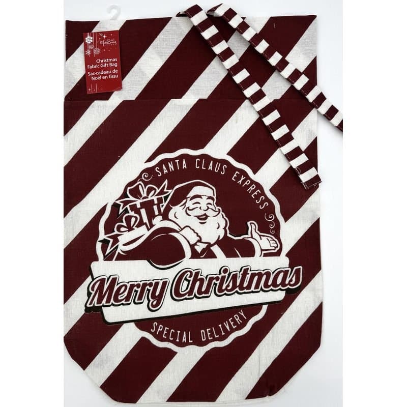 Gift Bag - Christmas, Fabric, 4 Different Designs, 21"x8.5"x5.5" - Santa
