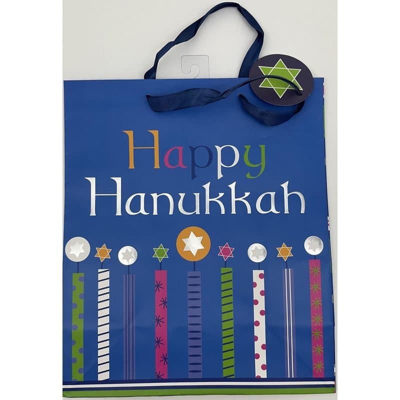 Gift Bags - Happy Hanukkah Gift Bag - Candles / Blue
